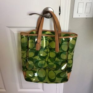 Green Clear Plastic Coach Tote